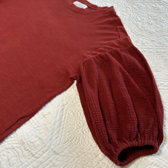 Anthro Top w/Gauze Sleeves - Rust - Picture 6 of 13